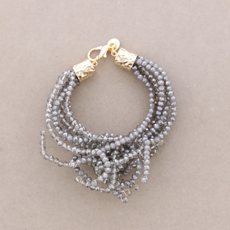 PULSERA FLOR AJUSTABLE CRISTALES FACETADOS