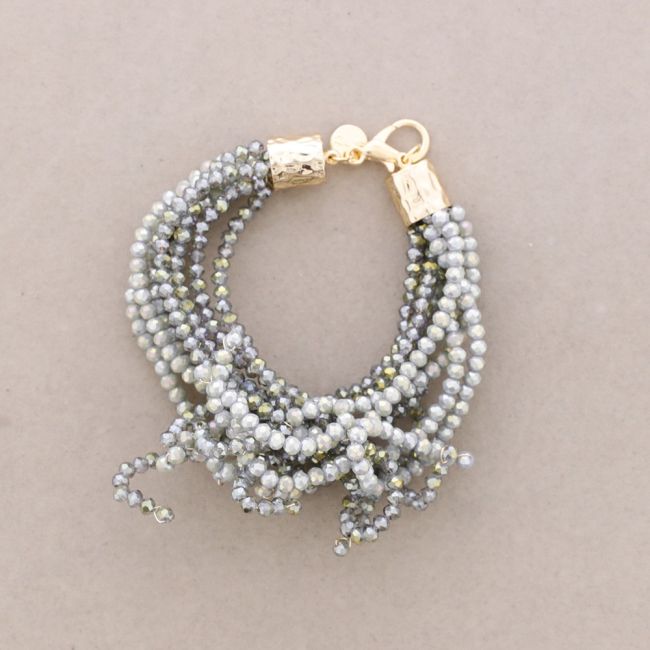 PULSERA FLOR AJUSTABLE CRISTALES FACETADOS