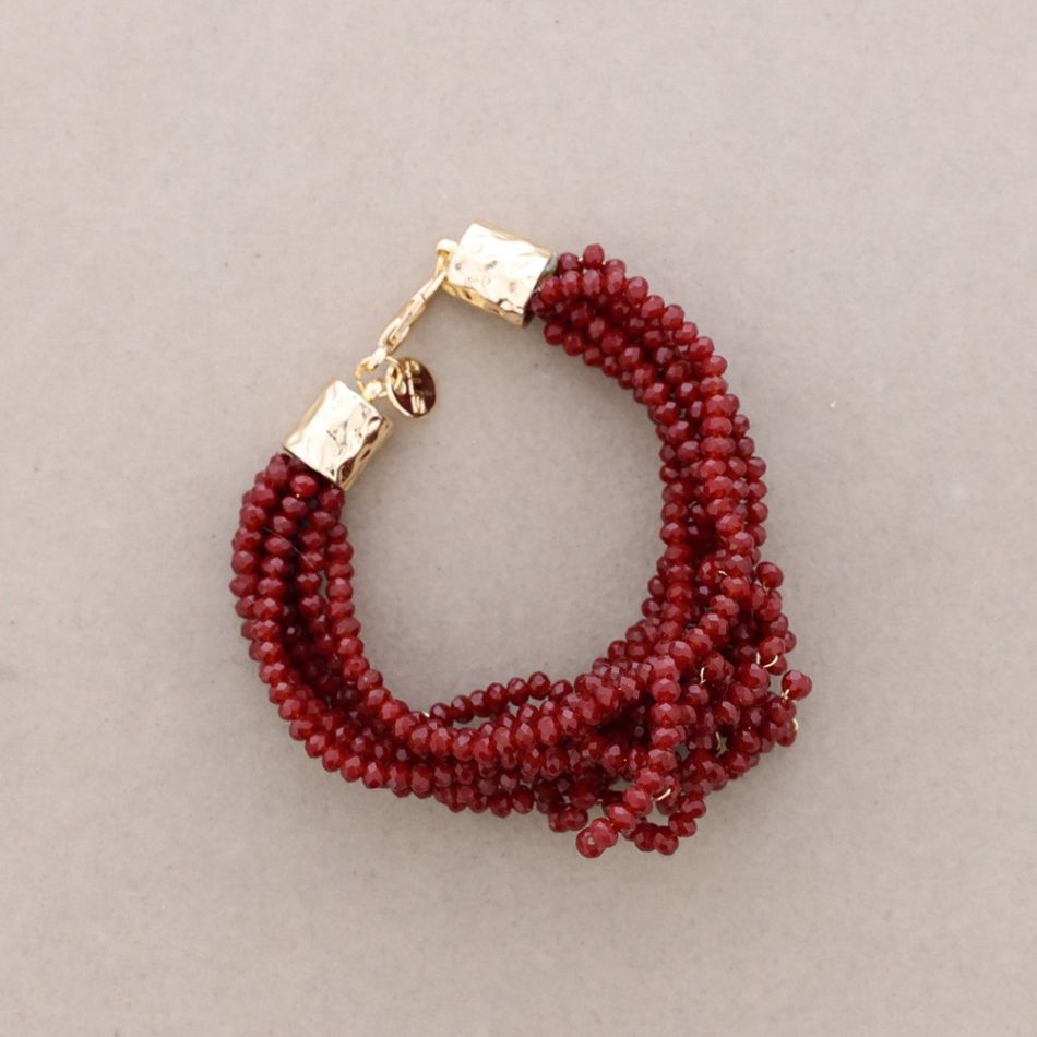 ADJUSTABLE FLOWER BRACELET WITH FACETED CRYSTALS