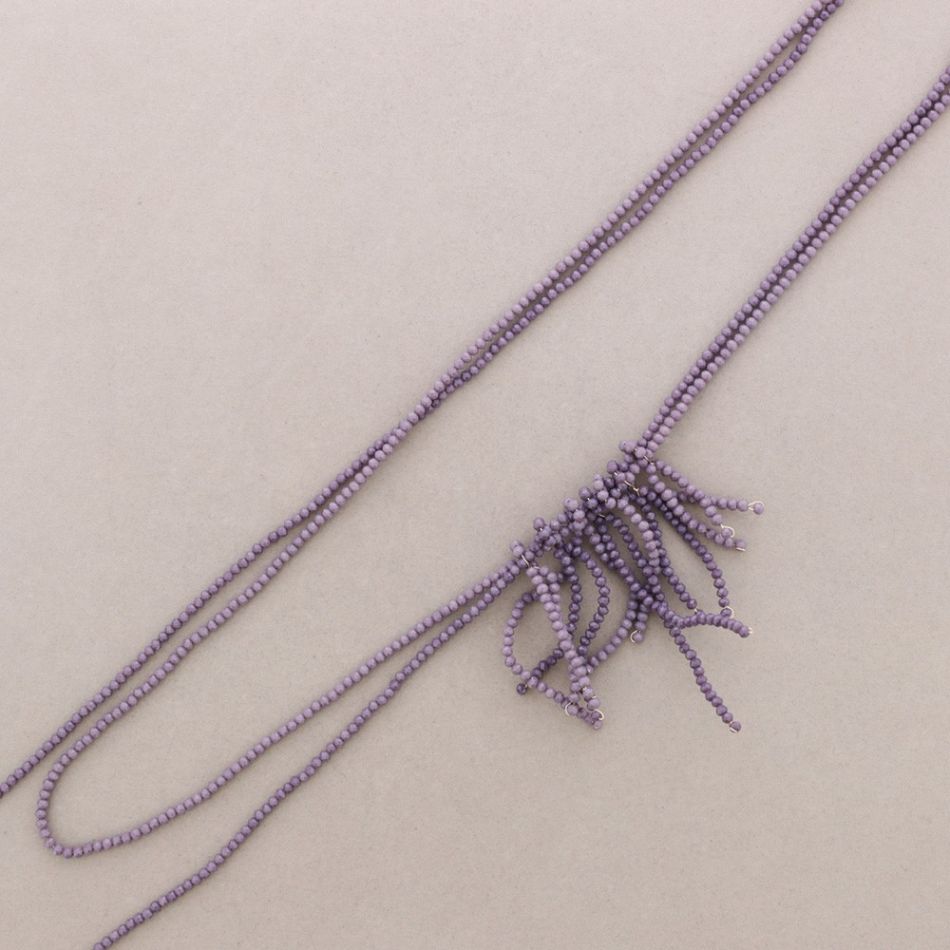 LONG ADJUSTABLE FLOWER NECKLACE WITH FACETED CRYSTALS