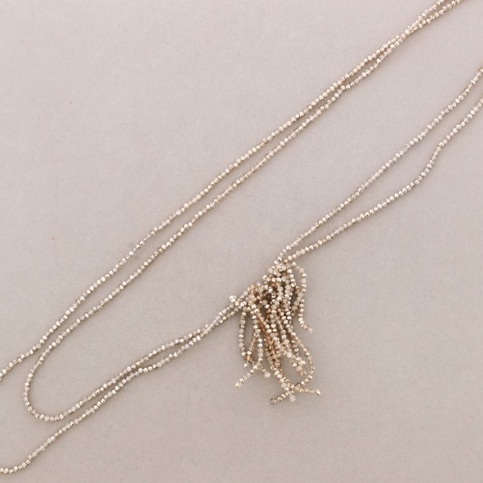 COLLAR LARGO FLOR AJUSTABLE CRISTALES FACETADOS