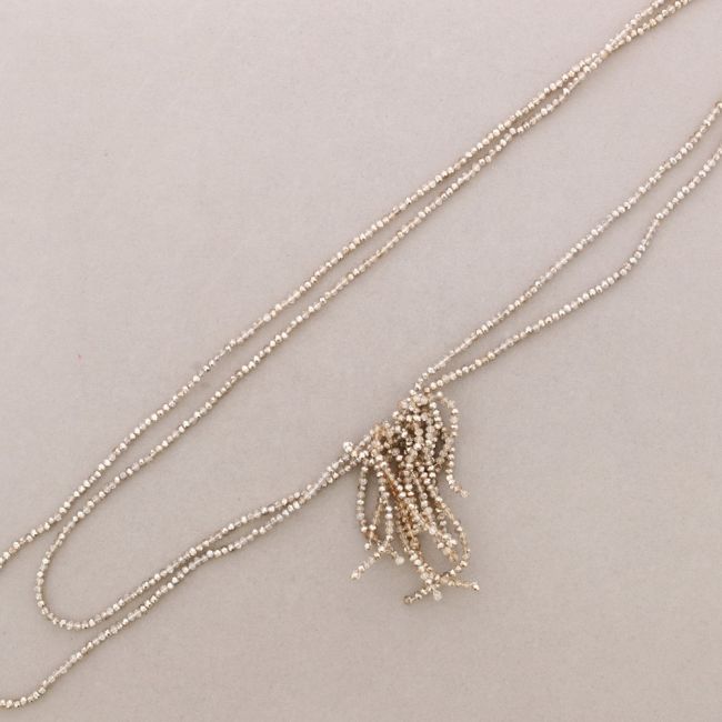 LONG ADJUSTABLE FLOWER NECKLACE WITH FACETED CRYSTALS