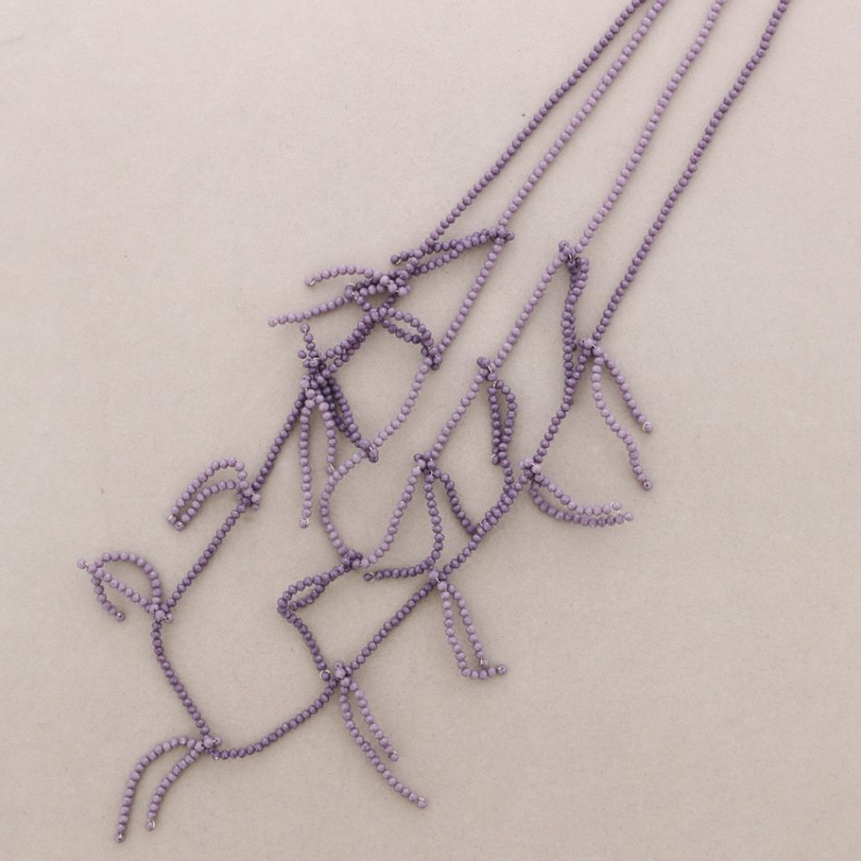 LONG DOUBLE STRIP NECKLACE WITH FACETED CRYSTALS