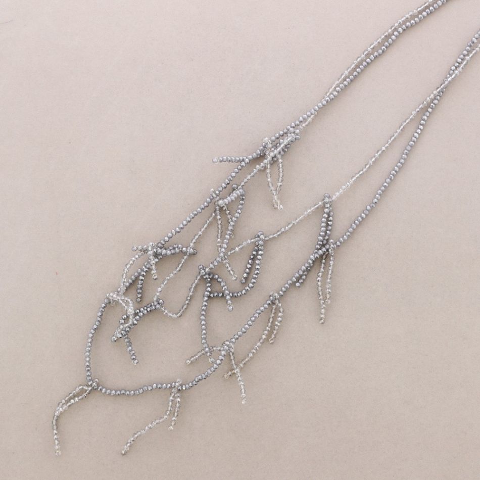 LONG DOUBLE STRIP NECKLACE WITH FACETED CRYSTALS
