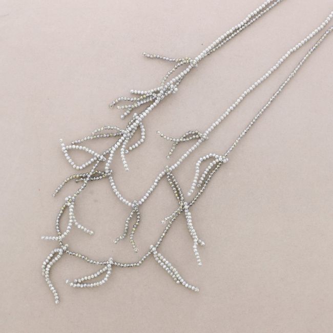 LONG DOUBLE STRIP NECKLACE WITH FACETED CRYSTALS