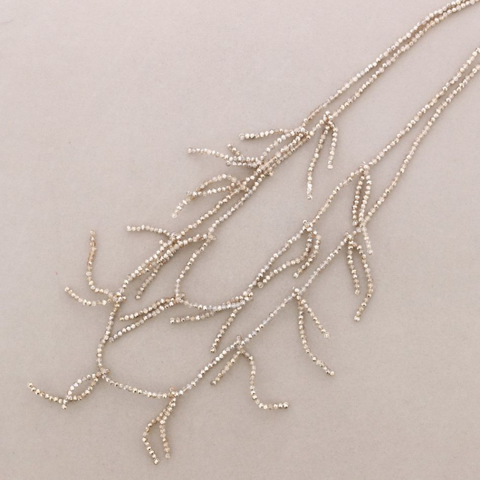 LONG DOUBLE STRIP NECKLACE WITH FACETED CRYSTALS