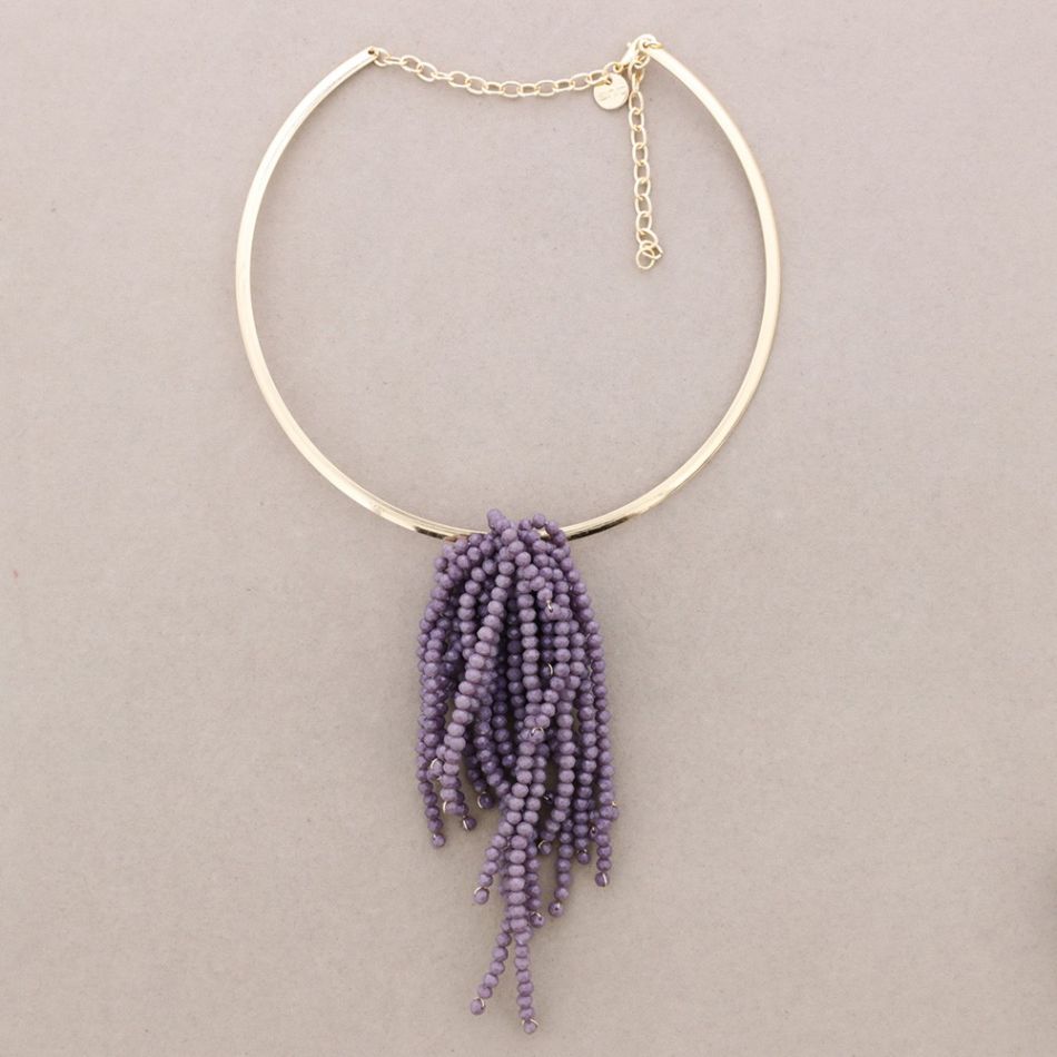 ADJUSTABLE FLOWER NECKLACE WITH FACETED CRYSTALS