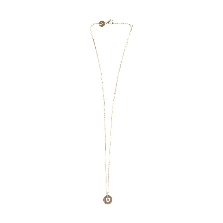STEEL PLATE LETTER D SHORT NECKLACE