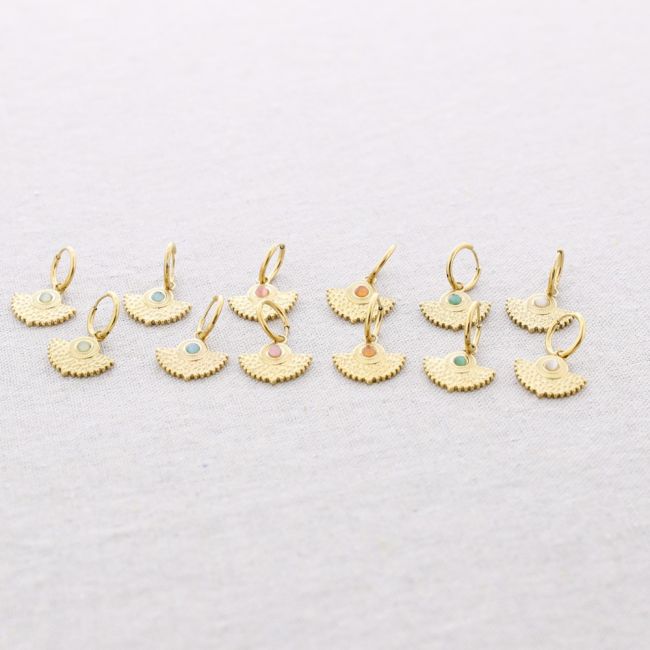 PENDIENTES ACERO ABANICO PIEDRA