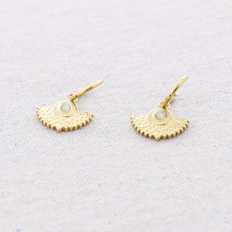 STONE FAN STEEL EARRINGS 2