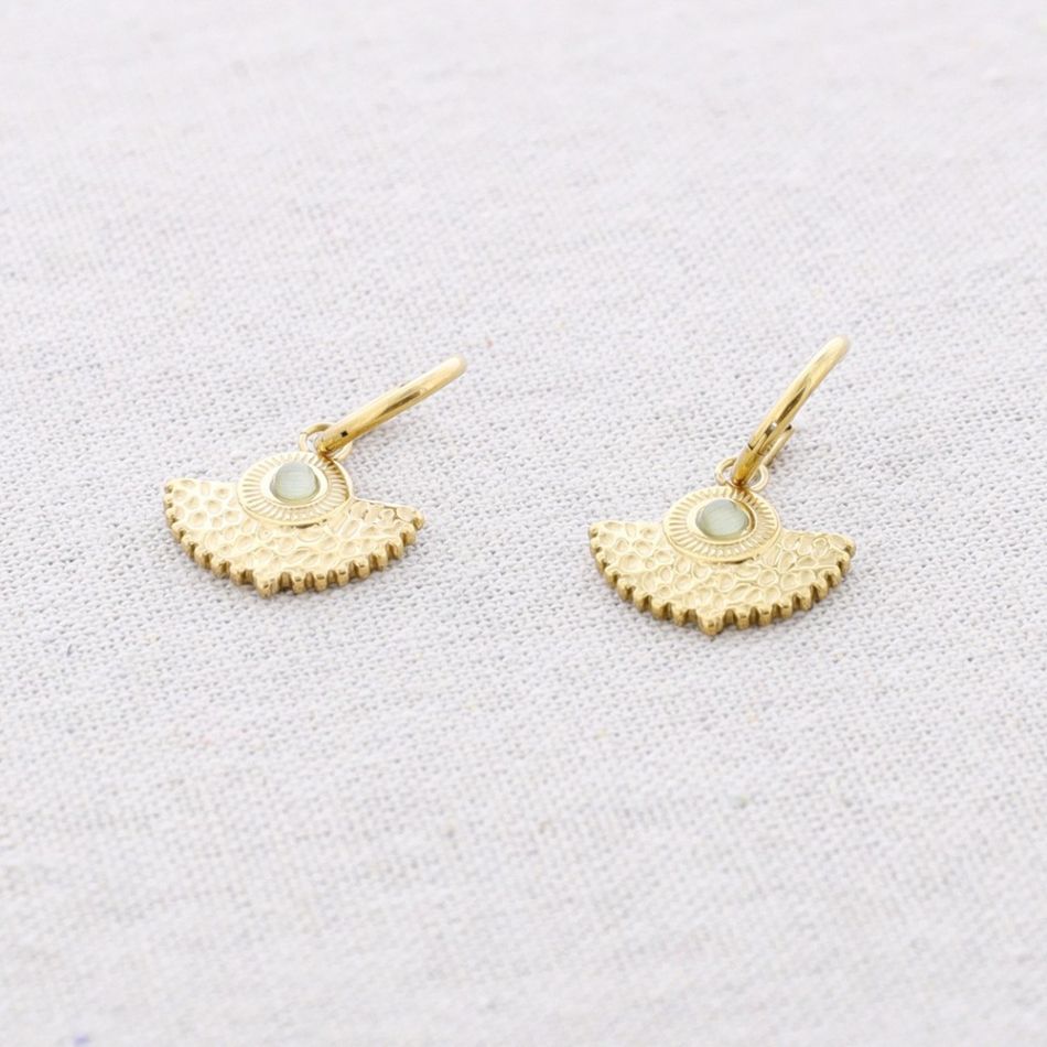 PENDIENTES ACERO ABANICO PIEDRA