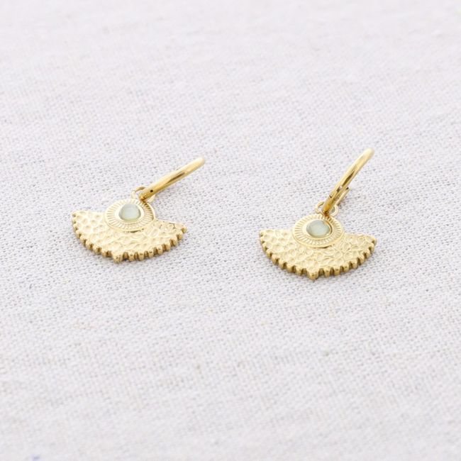 PENDIENTES ACERO ABANICO PIEDRA