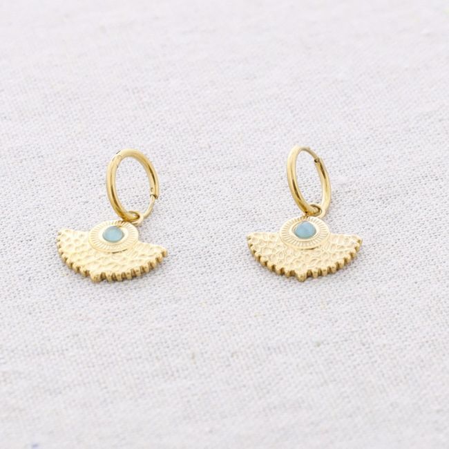 PENDIENTES ACERO ABANICO PIEDRA