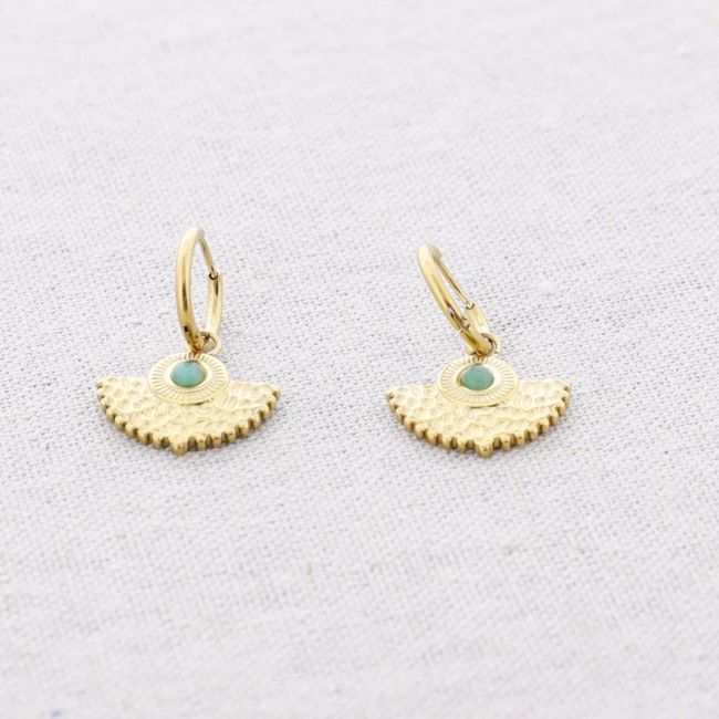 PENDIENTES ACERO ABANICO PIEDRA