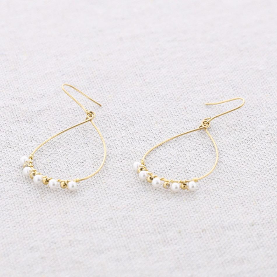PENDIENTES ACERO COLGANTE GOTA IMITACIÓN PERLITAS
