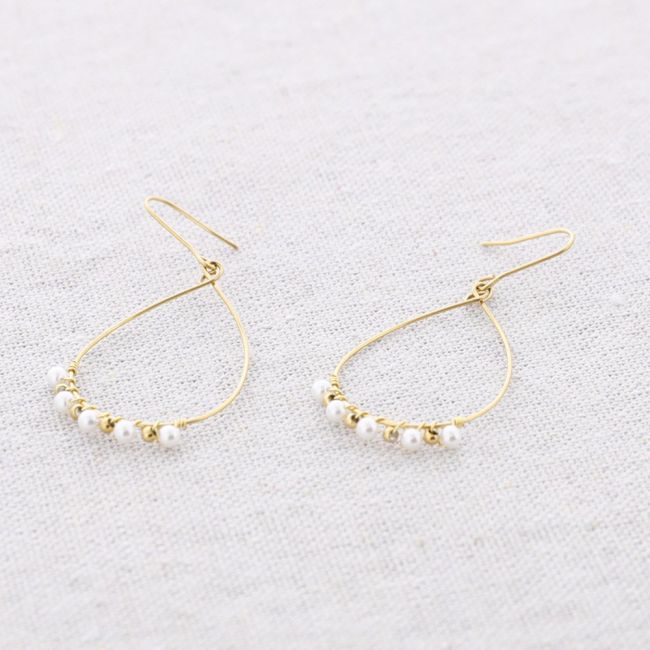 PENDIENTES ACERO COLGANTE GOTA IMITACIÓN PERLITAS