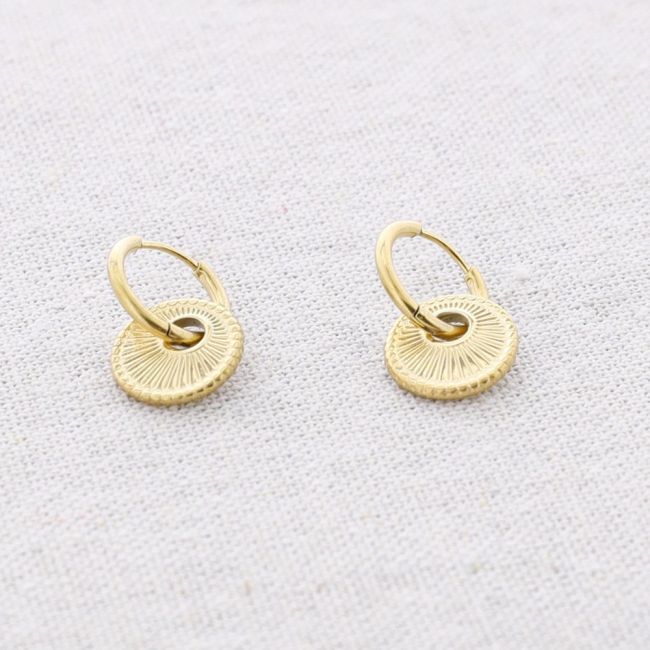 STEEL HOOP PENDANT EARRINGS