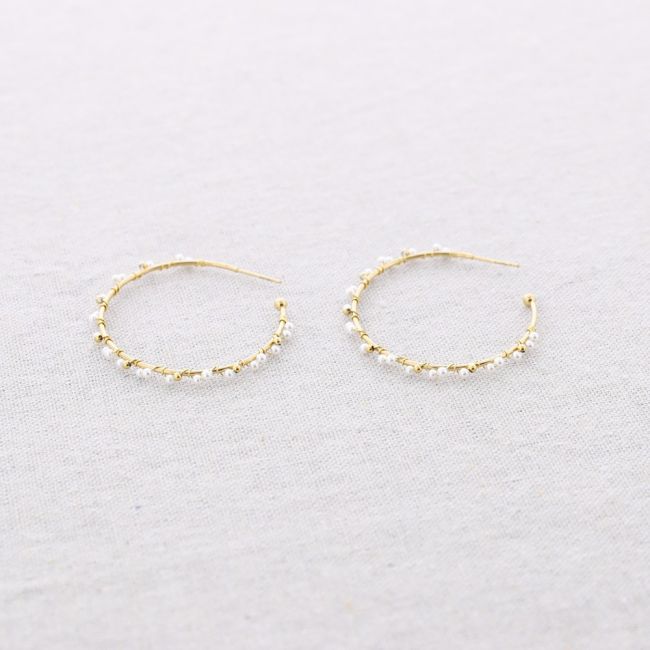 PENDIENTES ACERO ARO IMITACIÓN PERLITAS