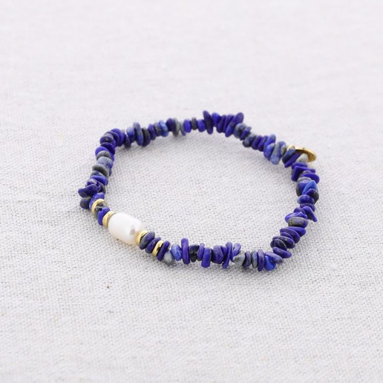 PULSERA ELÁSTICA ACERO CUENTAS PIEDRAS PERLA