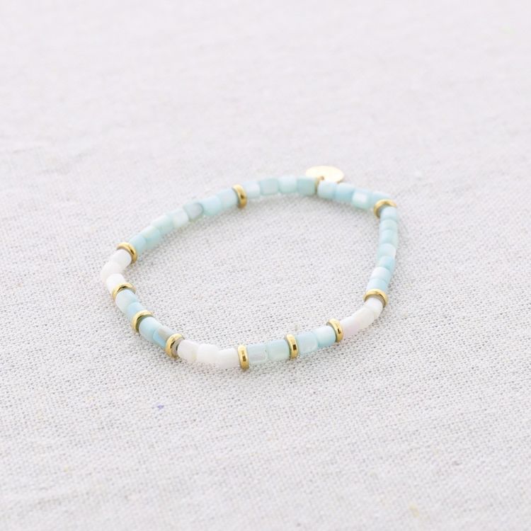 PULSERA ACERO PIEDRAS NÁCAR