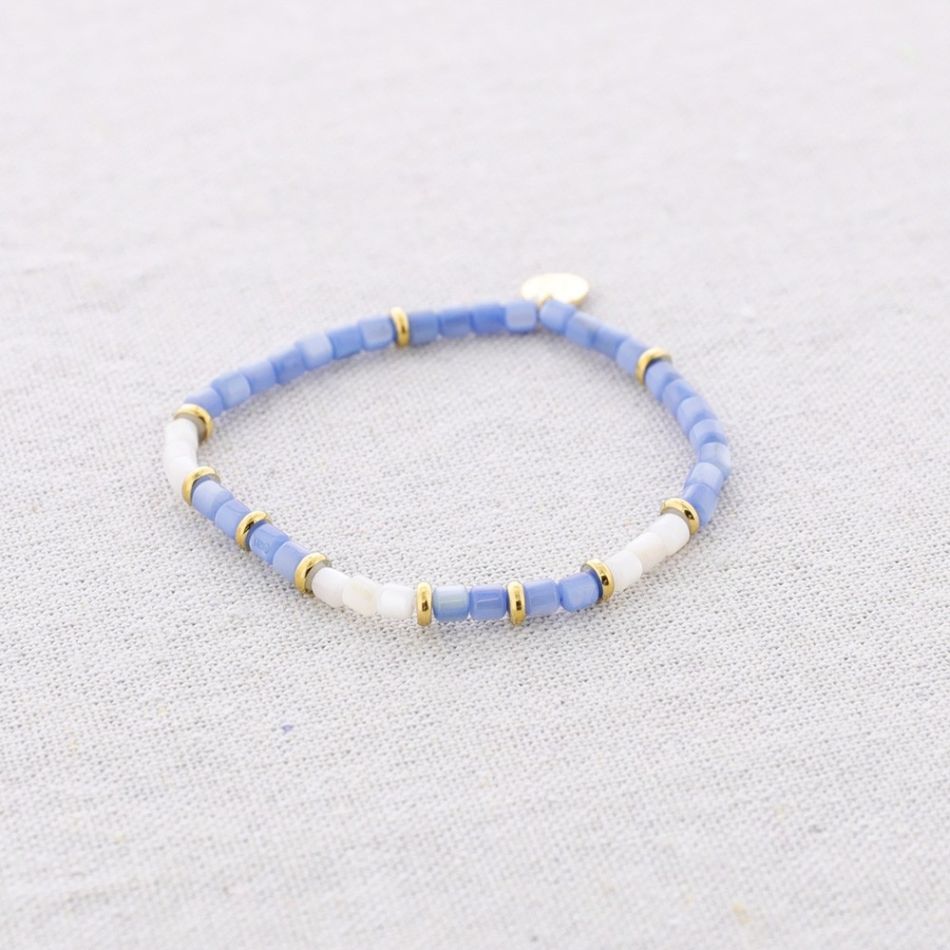 PULSERA ACERO PIEDRAS NÁCAR