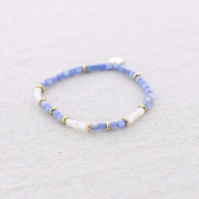 PULSERA ACERO PIEDRAS NÁCAR