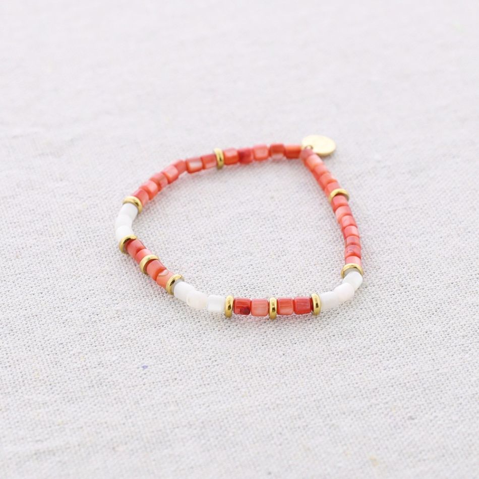 PULSERA ACERO PIEDRAS NÁCAR