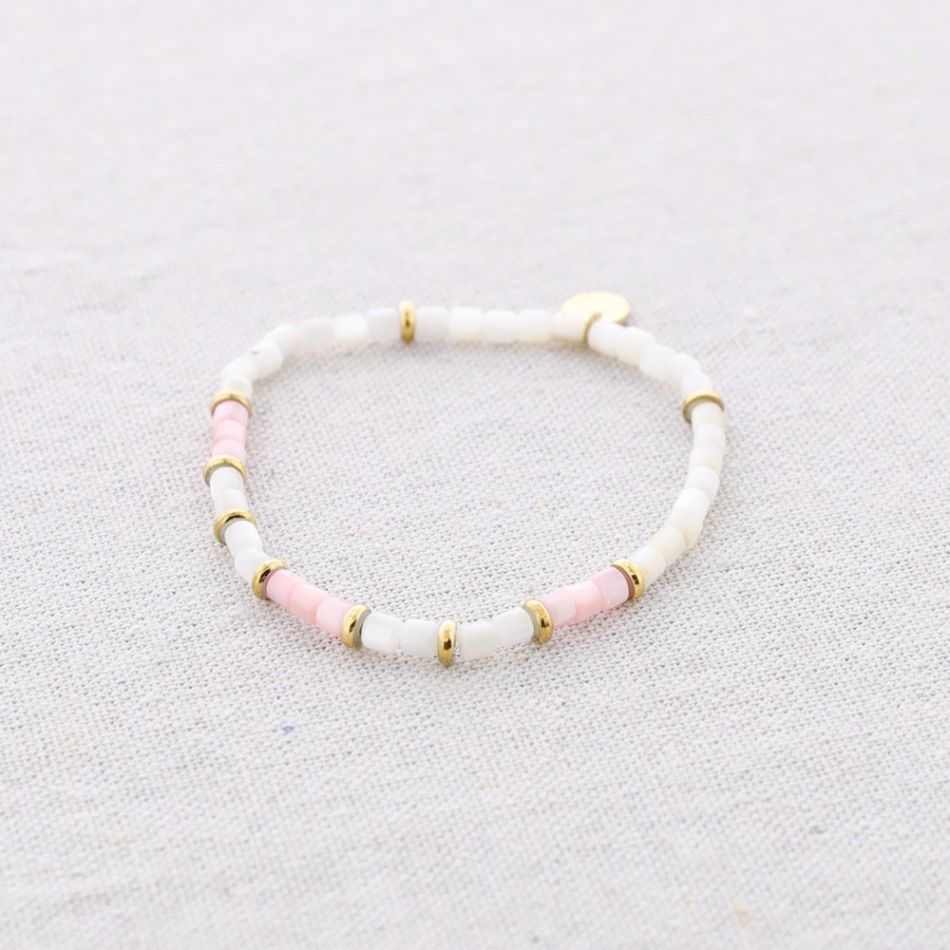 PULSERA ACERO PIEDRAS NÁCAR