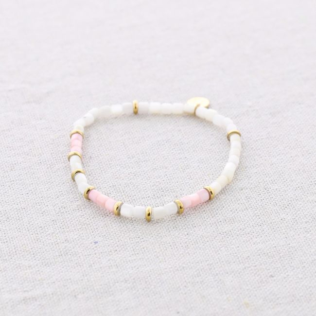 PULSERA ACERO PIEDRAS NÁCAR