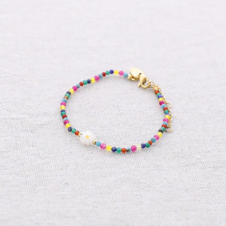 STEEL BRACELET WITH DAISY NACRE STONES
