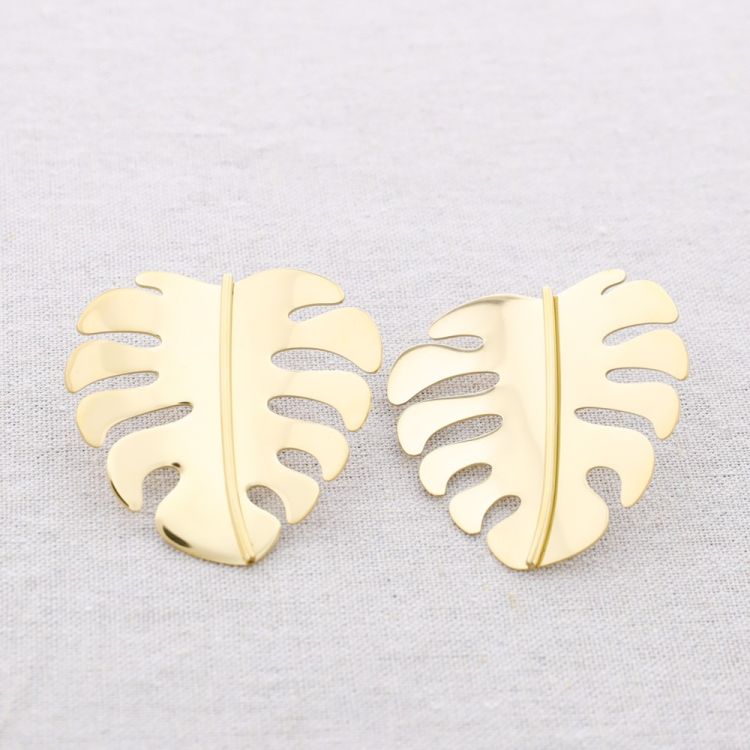 PENDIENTES ACERO HOJA COSTILLA DE ADÁN