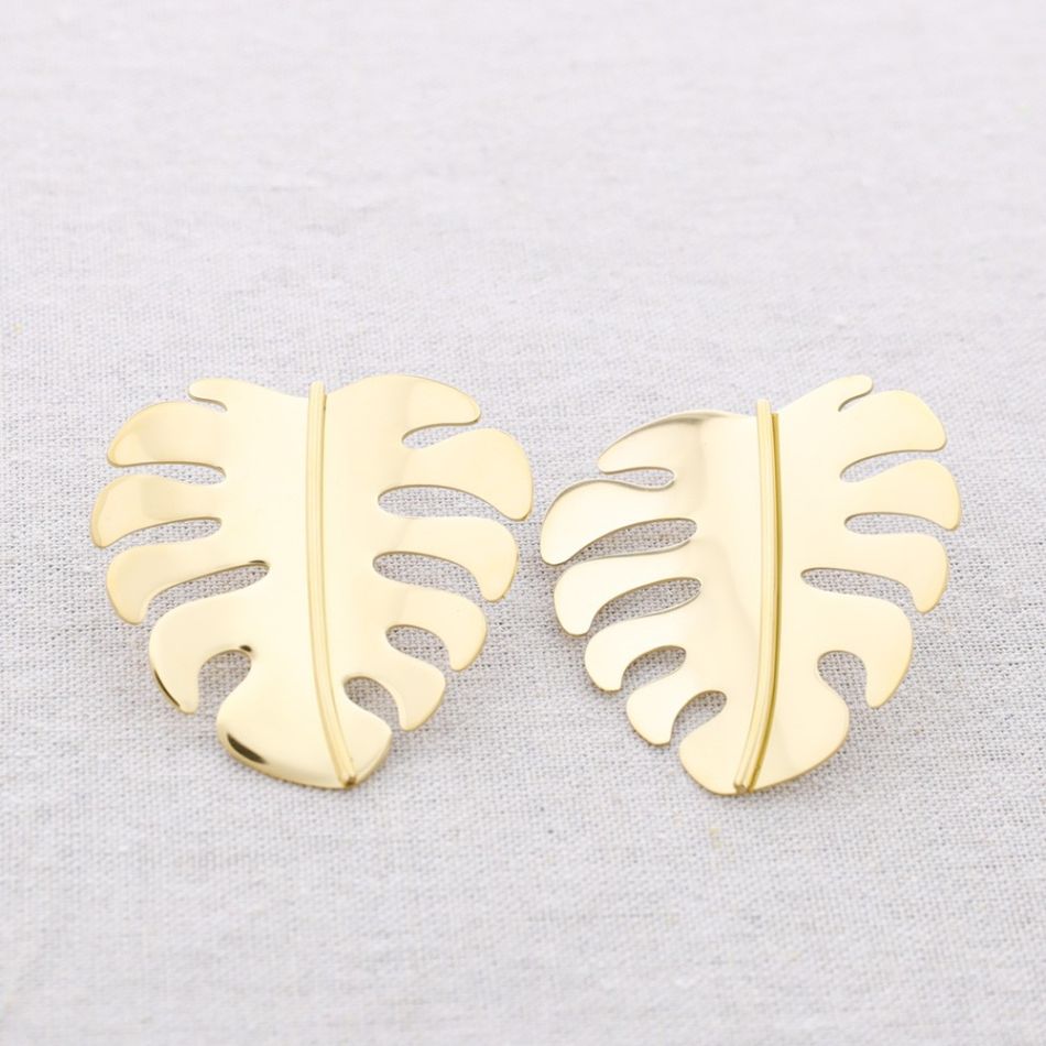 PENDIENTES ACERO HOJA COSTILLA DE ADÁN