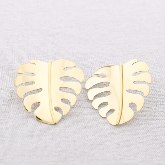 CHEESE PLANT STEEL EARRINGS