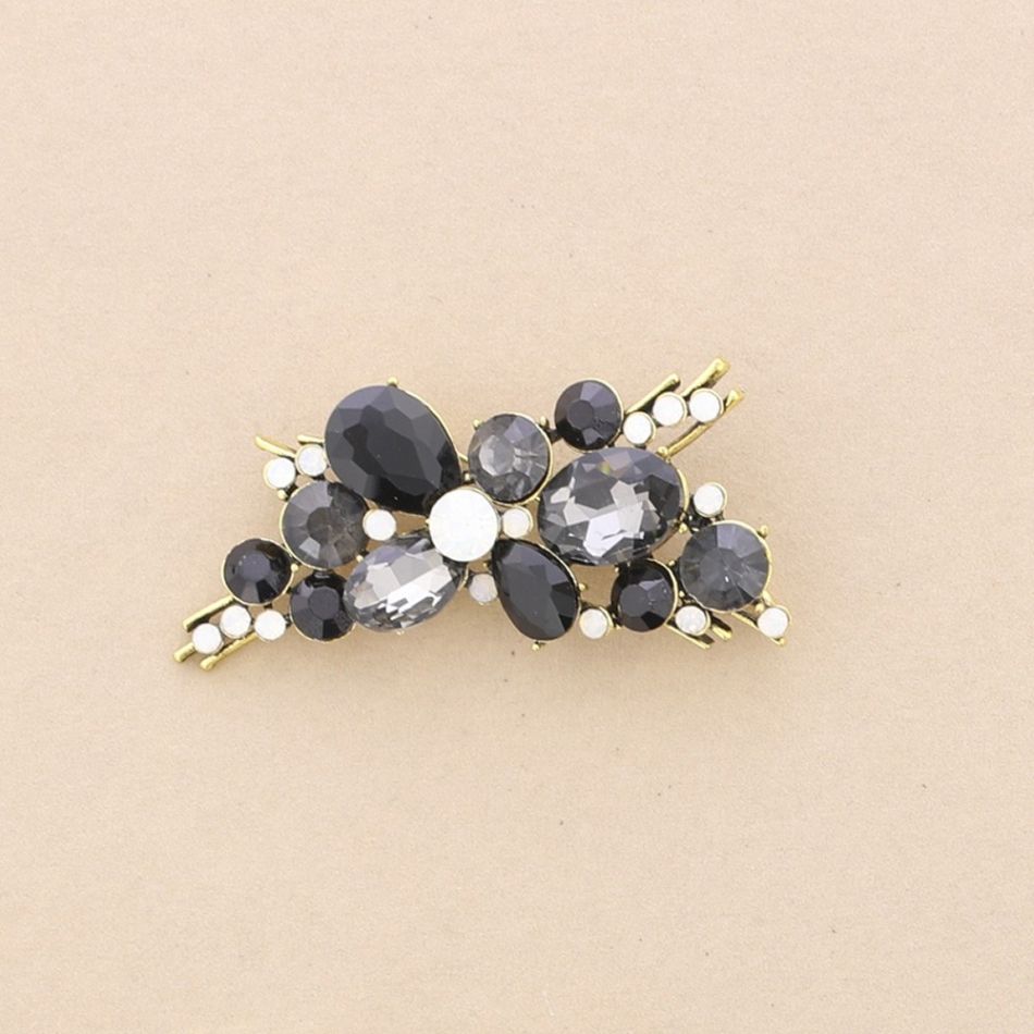 MULTICOLORED CRYSTALS METAL BRANCH BROOCH
