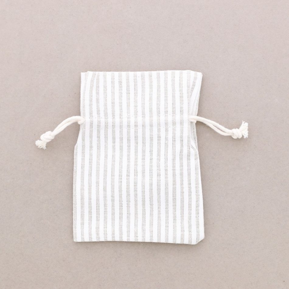 STRIPED LINEN BAGS 10*13,5CM 50 PCS