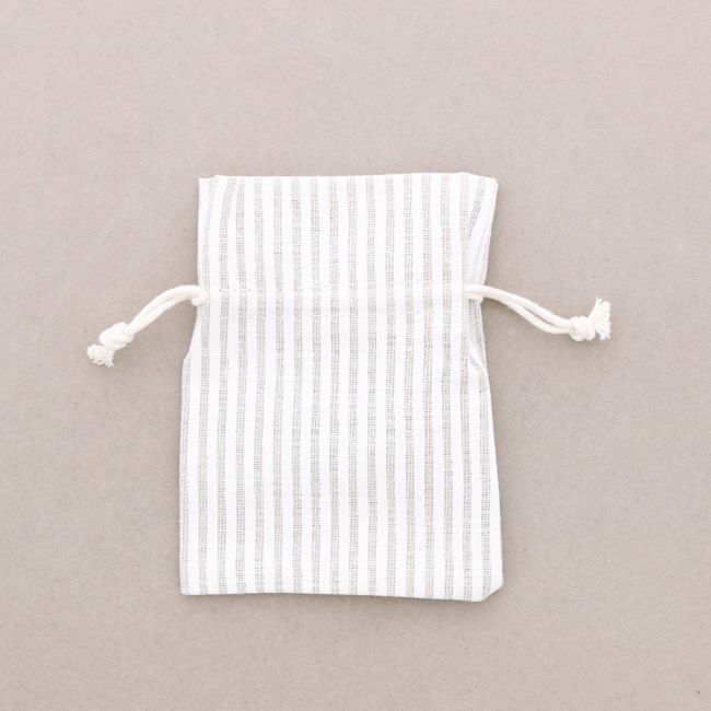 STRIPED LINEN BAGS 10*13,5CM 50 PCS