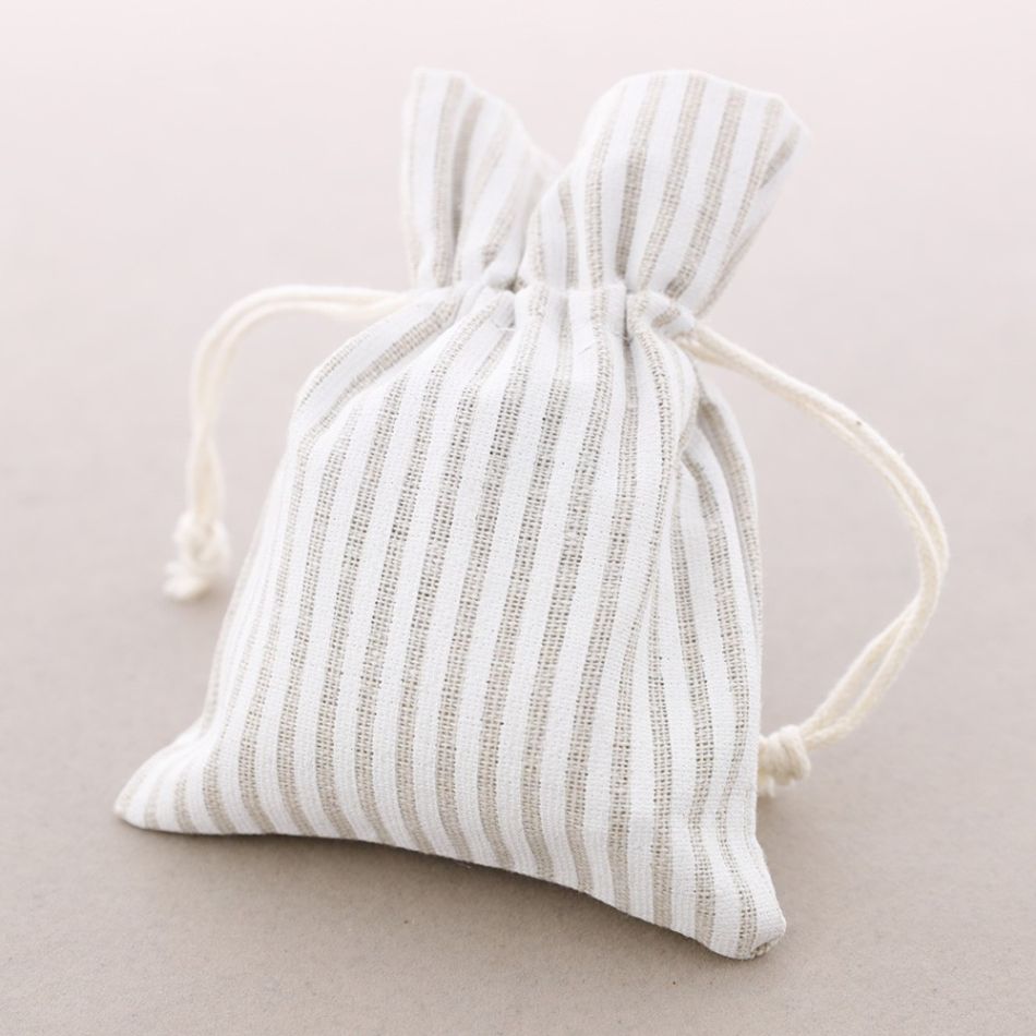 STRIPED LINEN BAGS 10*13,5CM 50 PCS