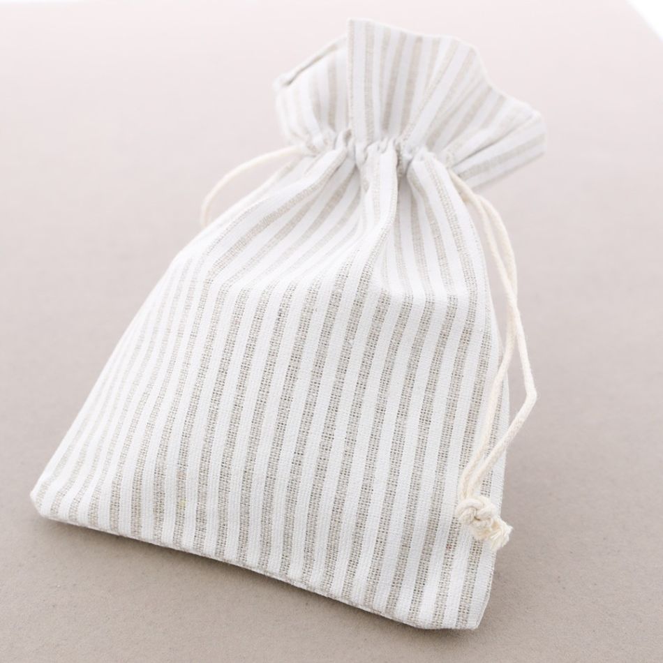 STRIPED LINEN BAGS 13*18CM 25 PCS