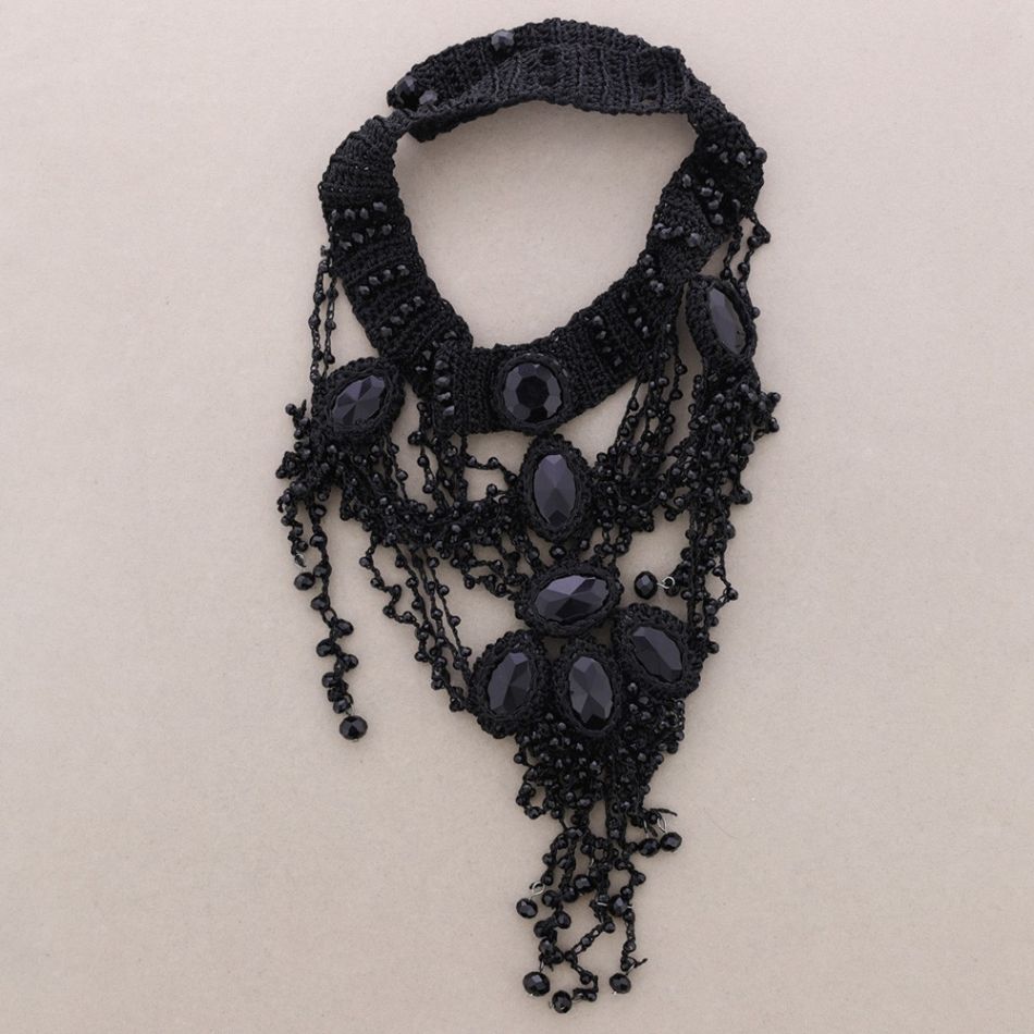 COLLAR TEJIDO CUENTAS CRISTALES FACETADOS