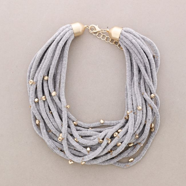 METAL FINISH BEADED CHENILLE CHOKER