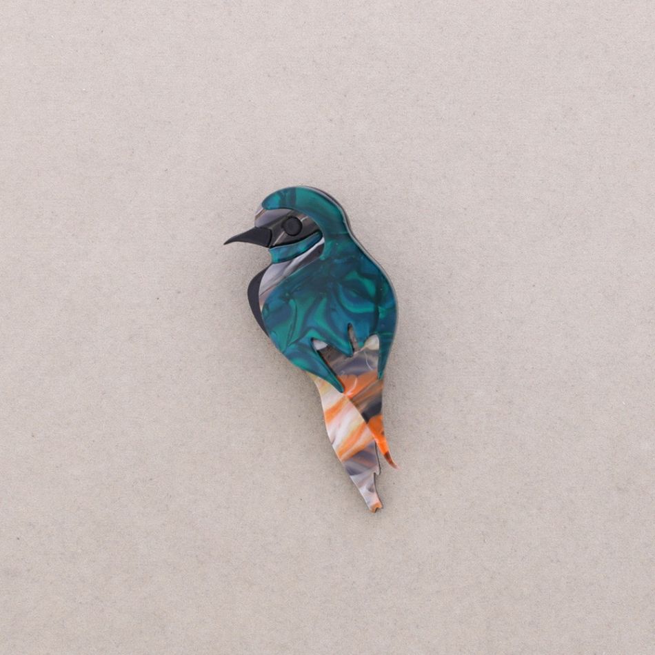 BROCHE AVE TROPICAL RESINA