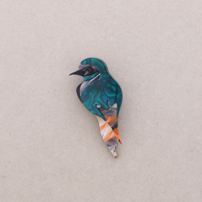 RESIN TROPICAL BIRD BROOCH