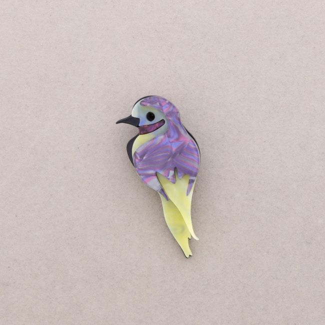 BROCHE AVE TROPICAL RESINA