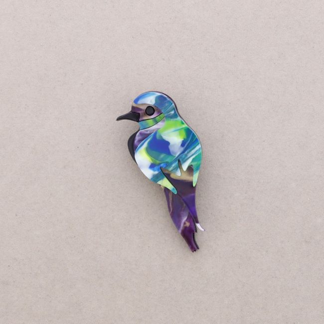RESIN TROPICAL BIRD BROOCH