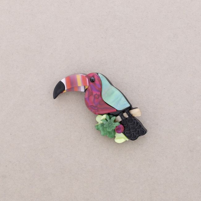 BROCHE AVE TROPICAL RESINA