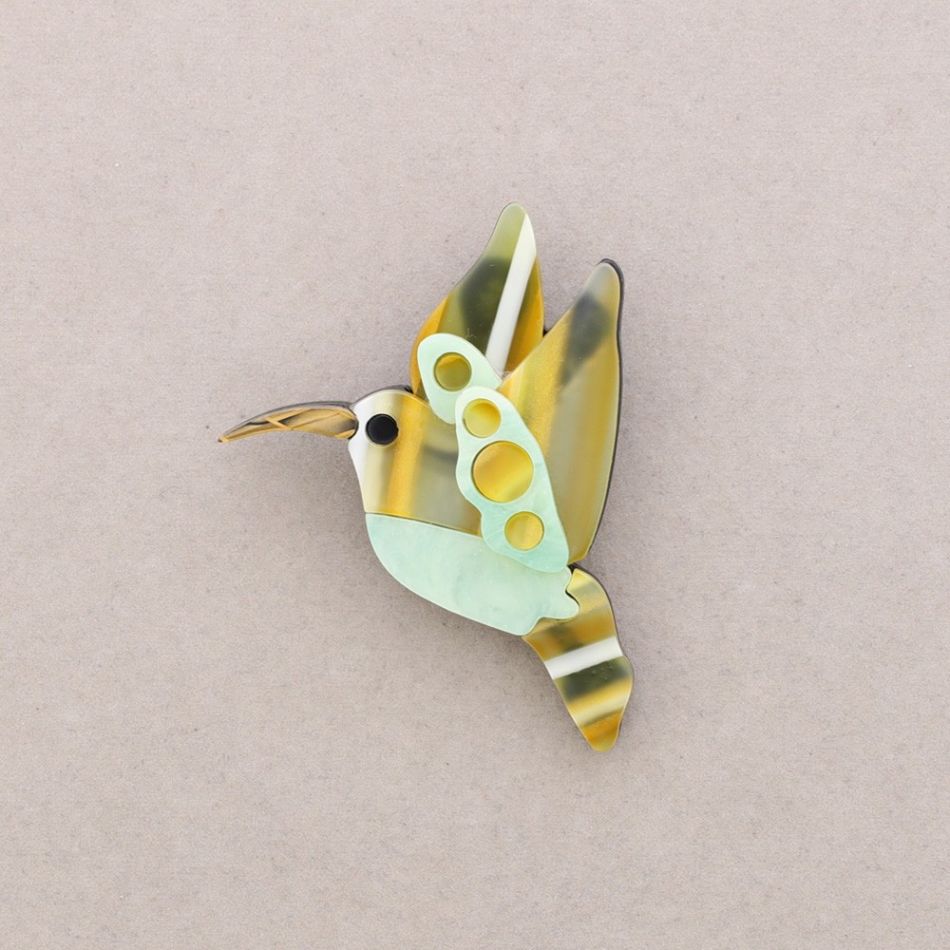 RESIN TROPICAL BIRD BROOCH