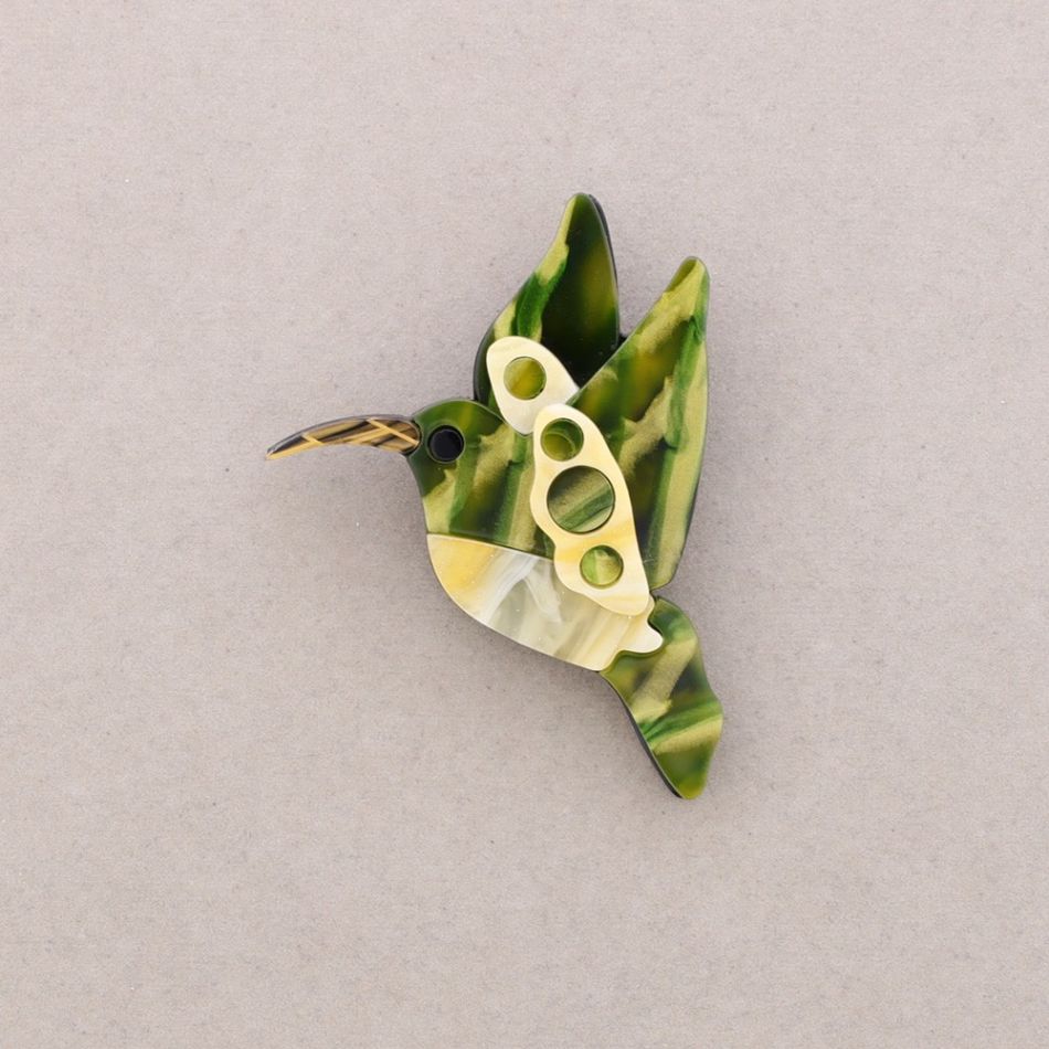 BROCHE AVE TROPICAL RESINA