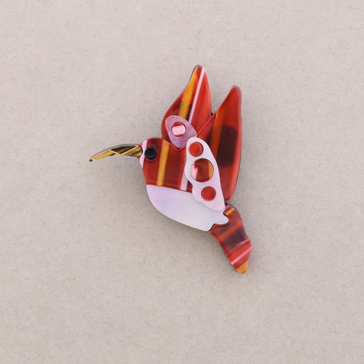 RESIN TROPICAL BIRD BROOCH