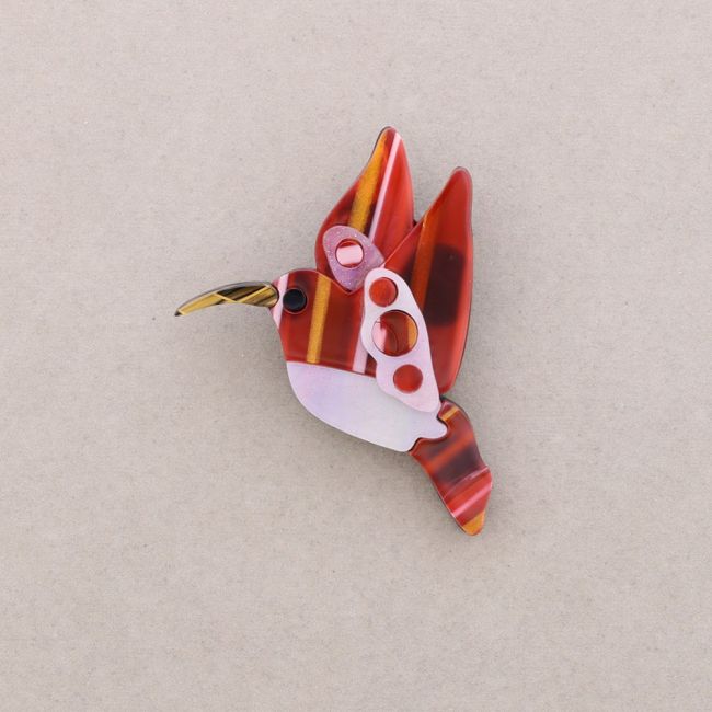 BROCHE AVE TROPICAL RESINA