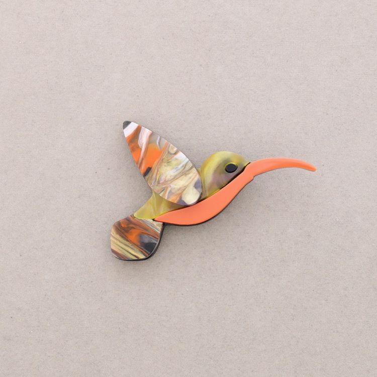 RESIN TROPICAL BIRD BROOCH